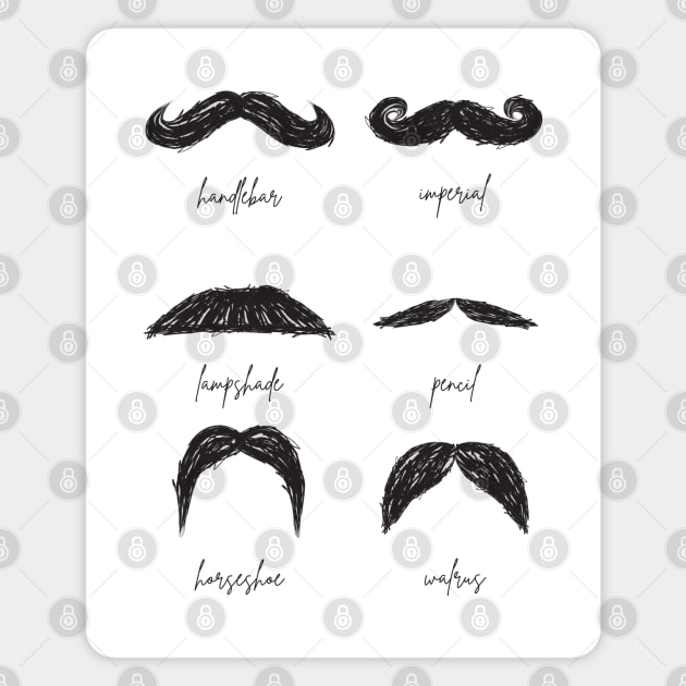 Moustache Types Grid Magnet by Scrabbly Doodles